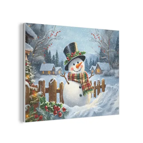 Sneeuwpop - Winterdorp - Kleurrijk PET vilt klein -3d
