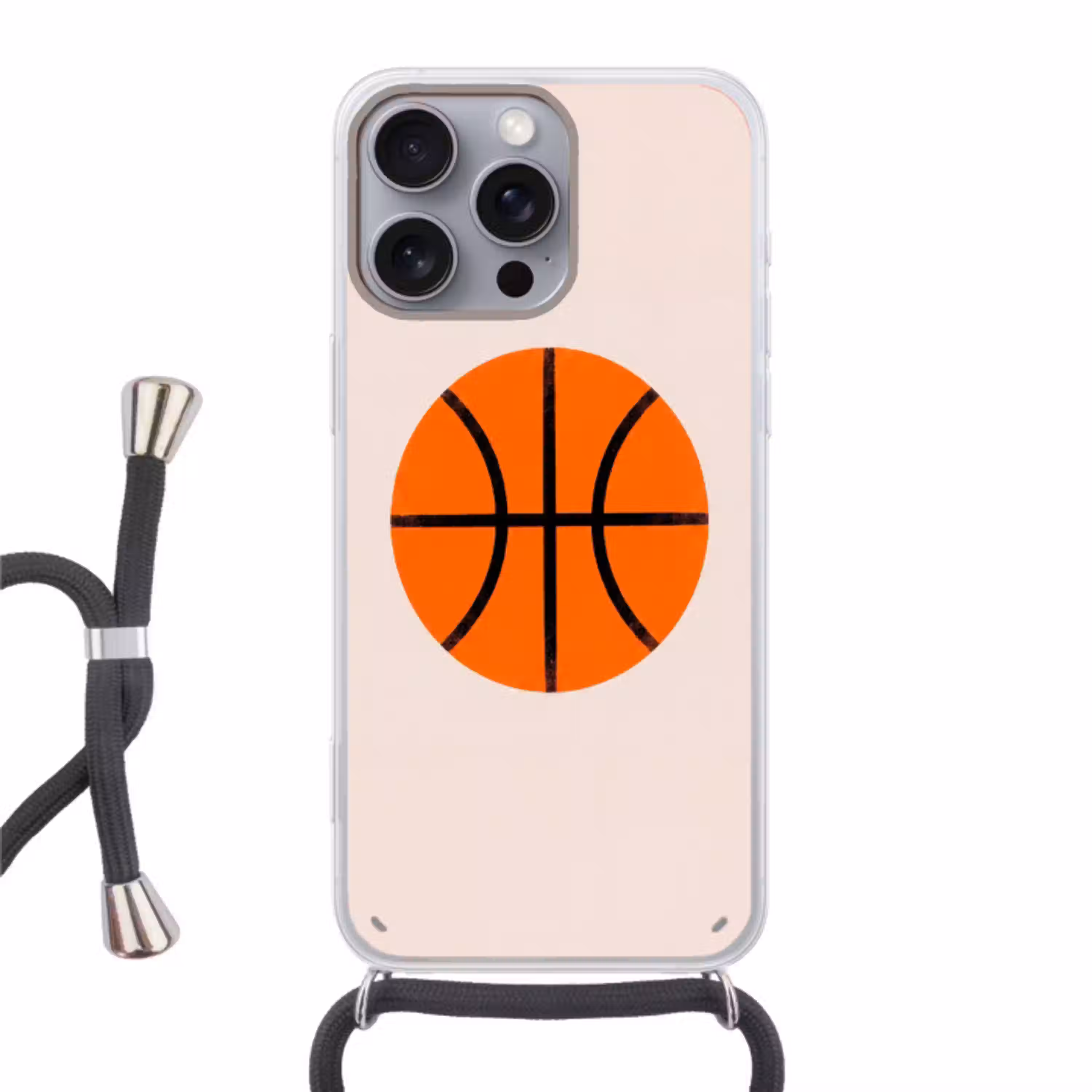 Basketbal - Bal - Sport - Illustratie - Oranje Hoesje iPhone 16 Pro Max met koord klein -3d