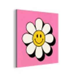 Smiley - Bloem - Roze aluminium wit klein -3d
