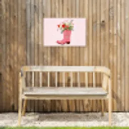 Cowboylaarzen - Roze - Boeket - Bloemen Tuinposter op houten frame 2 cm dik klein -sfeer4