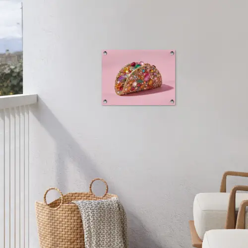 Taco - Kleurrijk - Edelstenen - Goud tuinposter los doek klein -sfeer8
