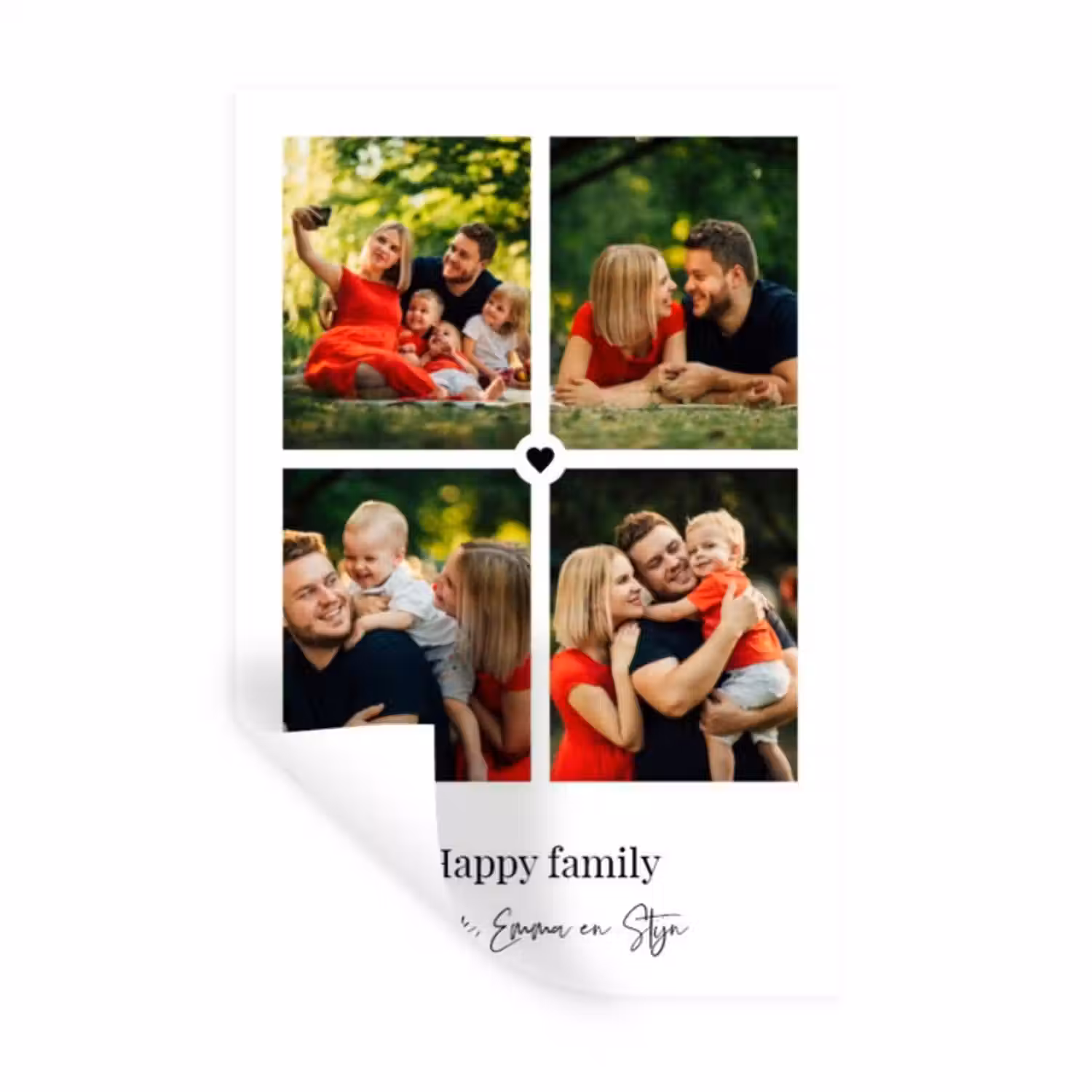 Gepersonaliseerde muursticker - Happy Family - Collage - 4 Foto's
