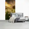 Bloemenveld - Heuvels - Zonsondergang - Berg - Natuur - Wit - Heuvels fotobehang vinyl groot -slaapkamer