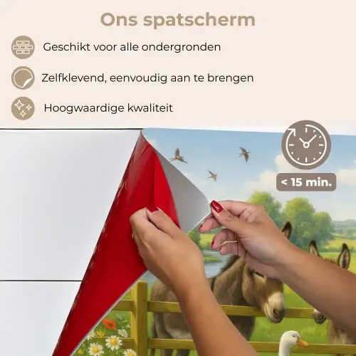 Ezels - Ganzen - Kleurrijk keuken achterwand spatscherm klein -spatscherm_NL