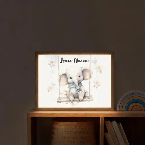 Olifant - Dier - Kinderen Light Box met batterij (Wandlamp kind) middel -sfeer1_kind