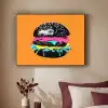 Hamburger - Oranje - Neon - popart Textielframe - compleet frame klein -sfeer1