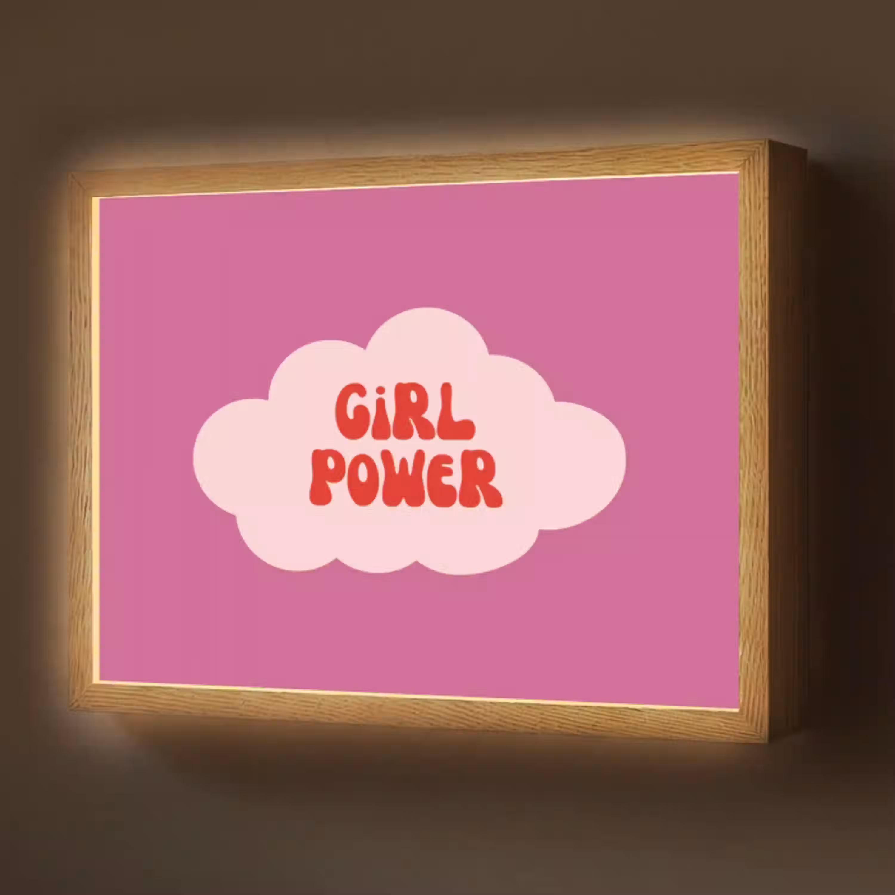 Girl power - Wolk - Roze Light Box met batterij (Wandlamp) middel -z3d_website