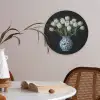 Wit - Bloemen - Tulpen - Vaas Akoestische PET Vilt - Rond klein -sfeer3