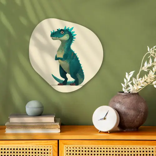 Dinosaurus - Turquoise - Stekels Wandcirkel Organisch Forex 3mm klein -sfeer2