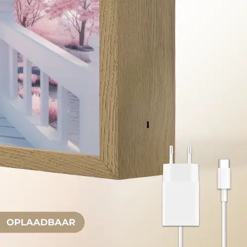 Brug - Kersenbomen - Wit Light Box met batterij (Wandlamp) middel -USP_websiteoplaadbaarNL
