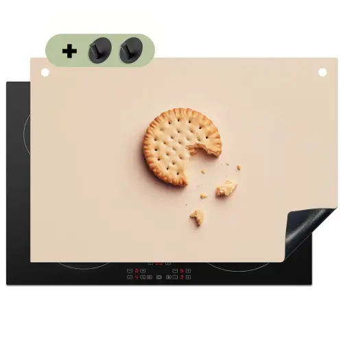 Koekje - Kruimels - beige Inductie beschemer met haakjes klein -3d