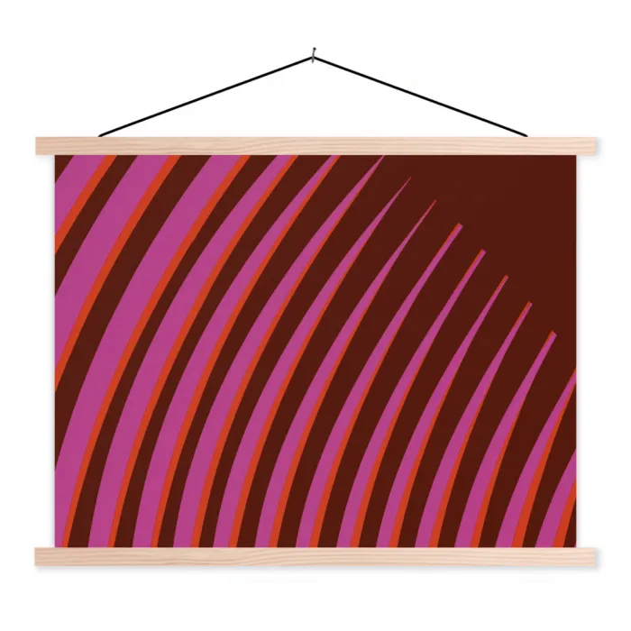 Lijnen - Rood - Beweging textielposter latten blank klein -3d