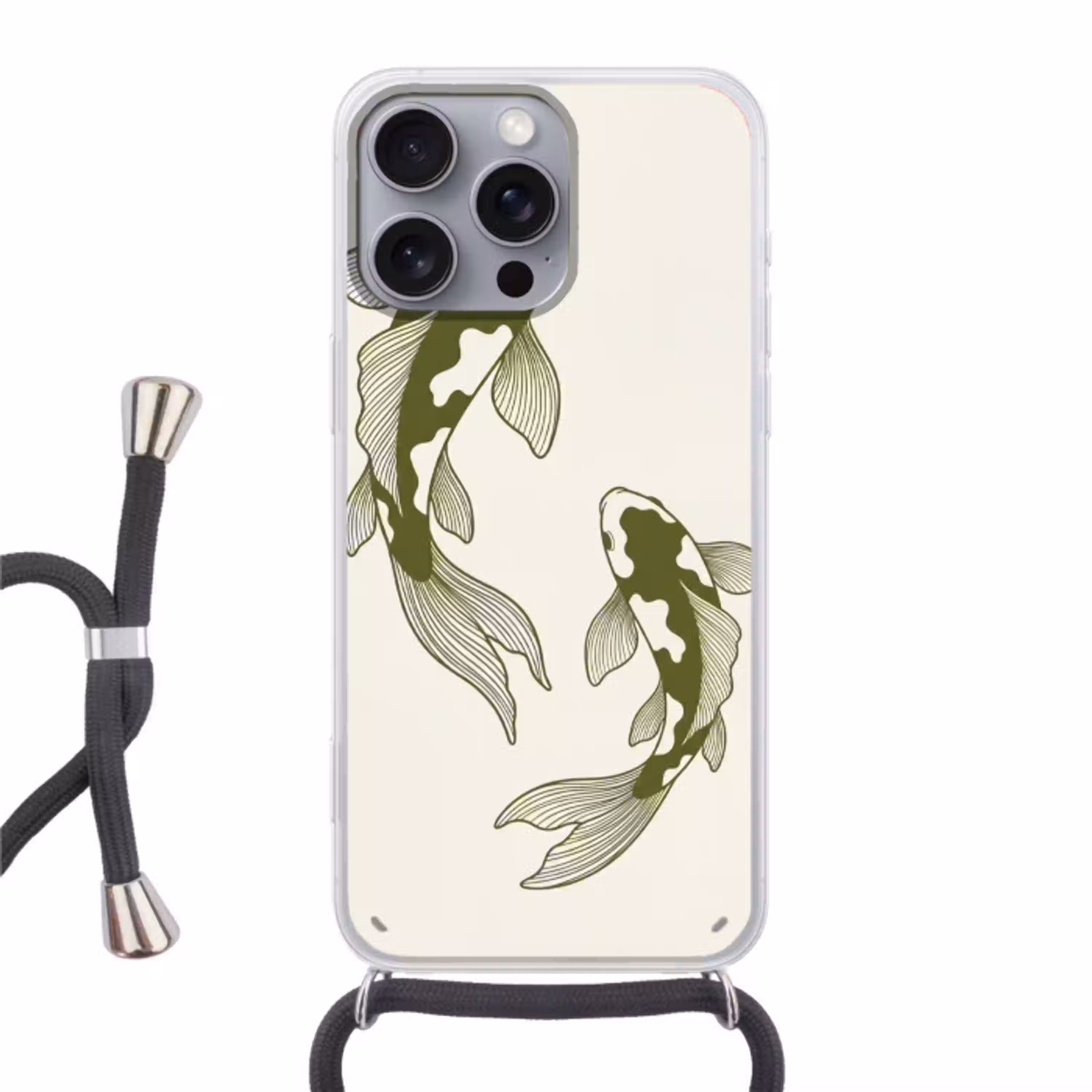 Vis - Zwemmend - Groen - Abstract - Dieren Hoesje iPhone 16 Pro Max met koord klein -3d