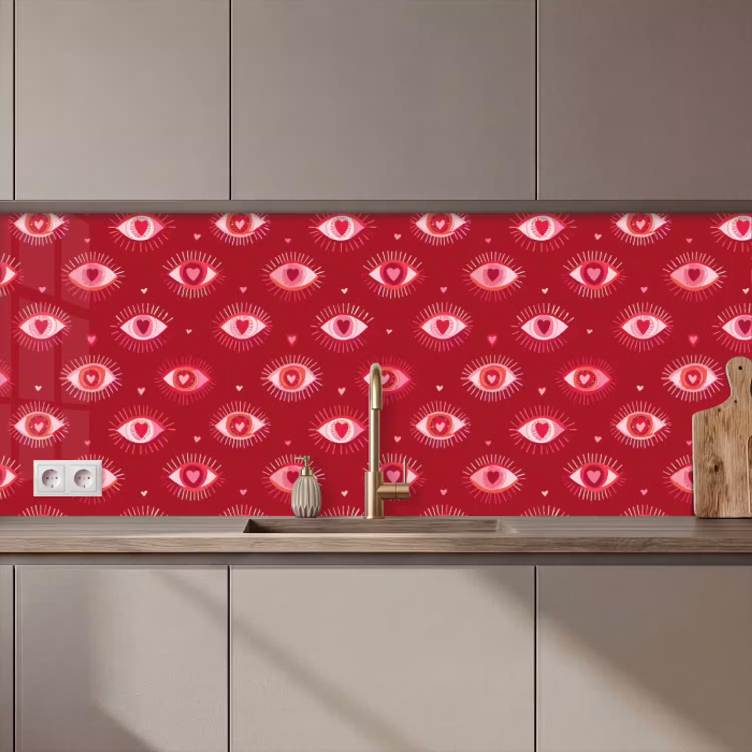 Ogen - Patroon - Roze - Donkerrood keuken achterwand 2 middel 871 zz_3dshopping