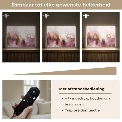 Paars - Abstract - Verf - Goud Light Box met batterij (Wandlamp) middel -USP_dimbaarNL