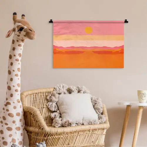 Zon - Abstract - Landschap - Oranje Wandkleed katoen klein -wsfeer5_kind