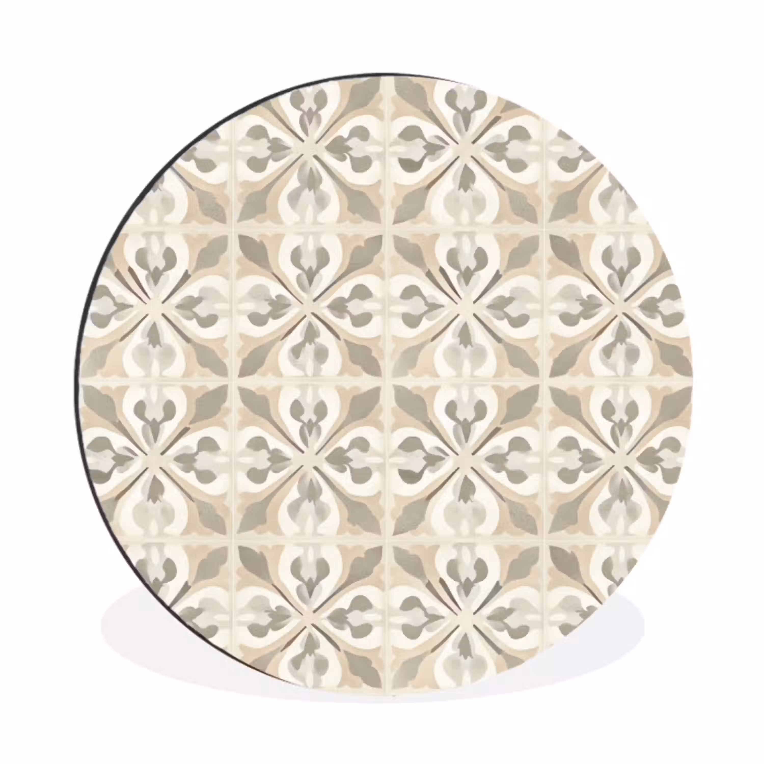 Tegel - Motief - Beige Wandcirkel aluminium klein 190 -3d