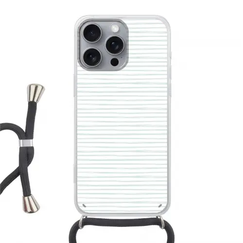 Zee - Sfeer - Strepen - Groen Hoesje iPhone 16 Pro Max met koord klein 804 -3d