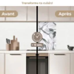 Wit - Marmer - Golvend - Grafiet keuken achterwand 2 middel 865 -voor-na2_FR