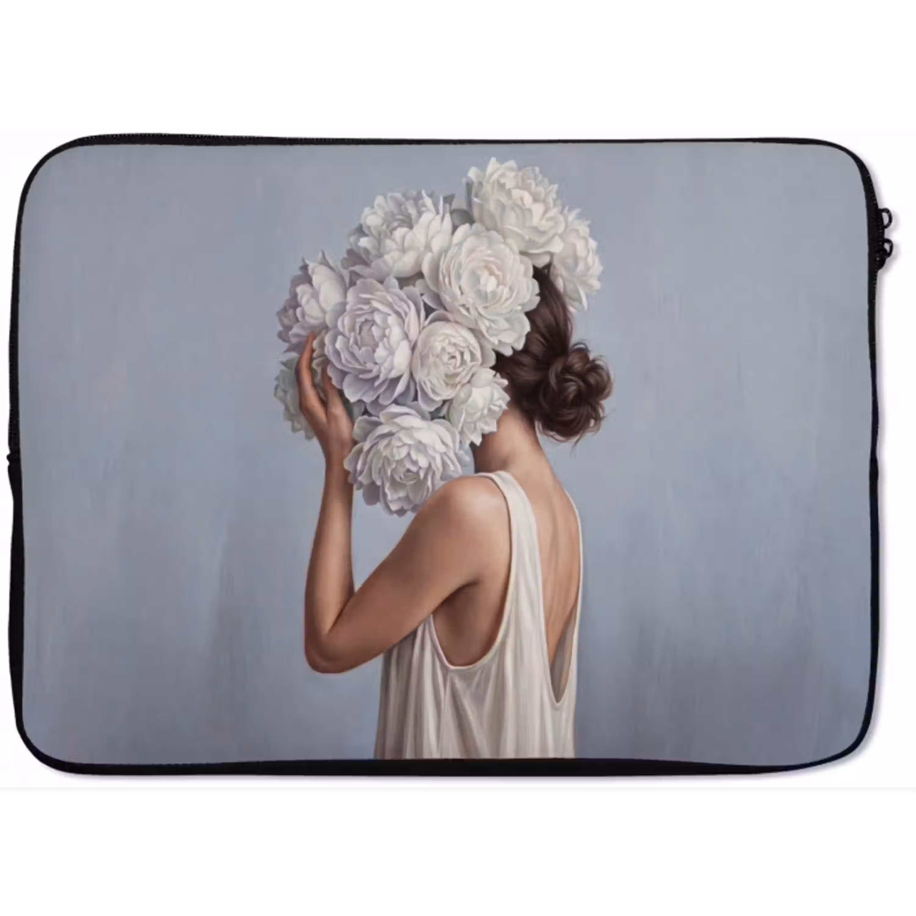 Bloemen - Vrouw - Wit laptophoes neopreen klein -zkaufland3dotto