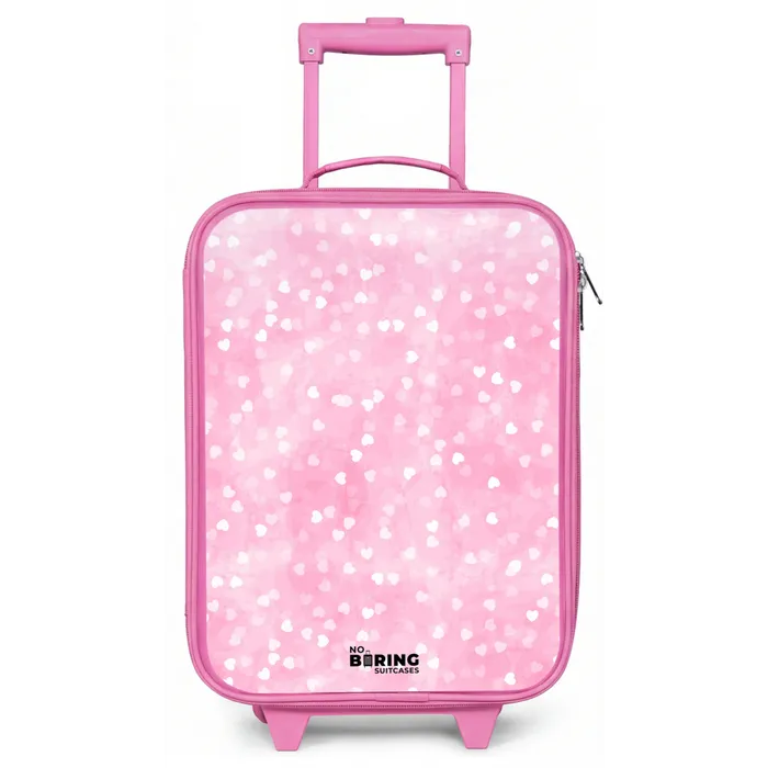 Roze glitter hartjes Kinderkoffer - Roze klein -zz3dotto