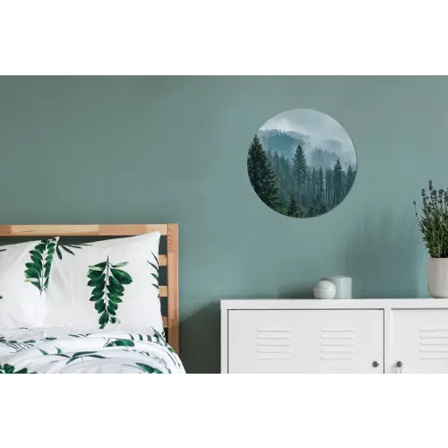 Naaldwoud - Bergen - Mist Wandcirkel aluminium klein -slaapkamer