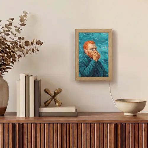 Portret - Klassiek - Blauw Light Box met kabel (Tafellamp) klein -sfeer2
