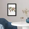 Wereldkaart - Kleurrijk - Bloemen - Lente fotolijst zwart zonder passe partout klein -sfeer4