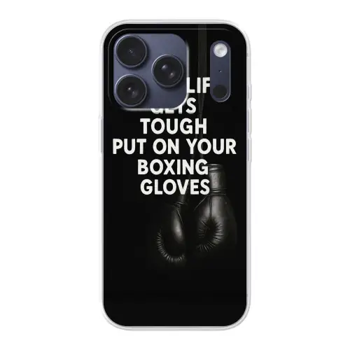 Tekst - Bokshandschoenen - Wit Telefoonhoesje iPhone 17 Pro klein -3d