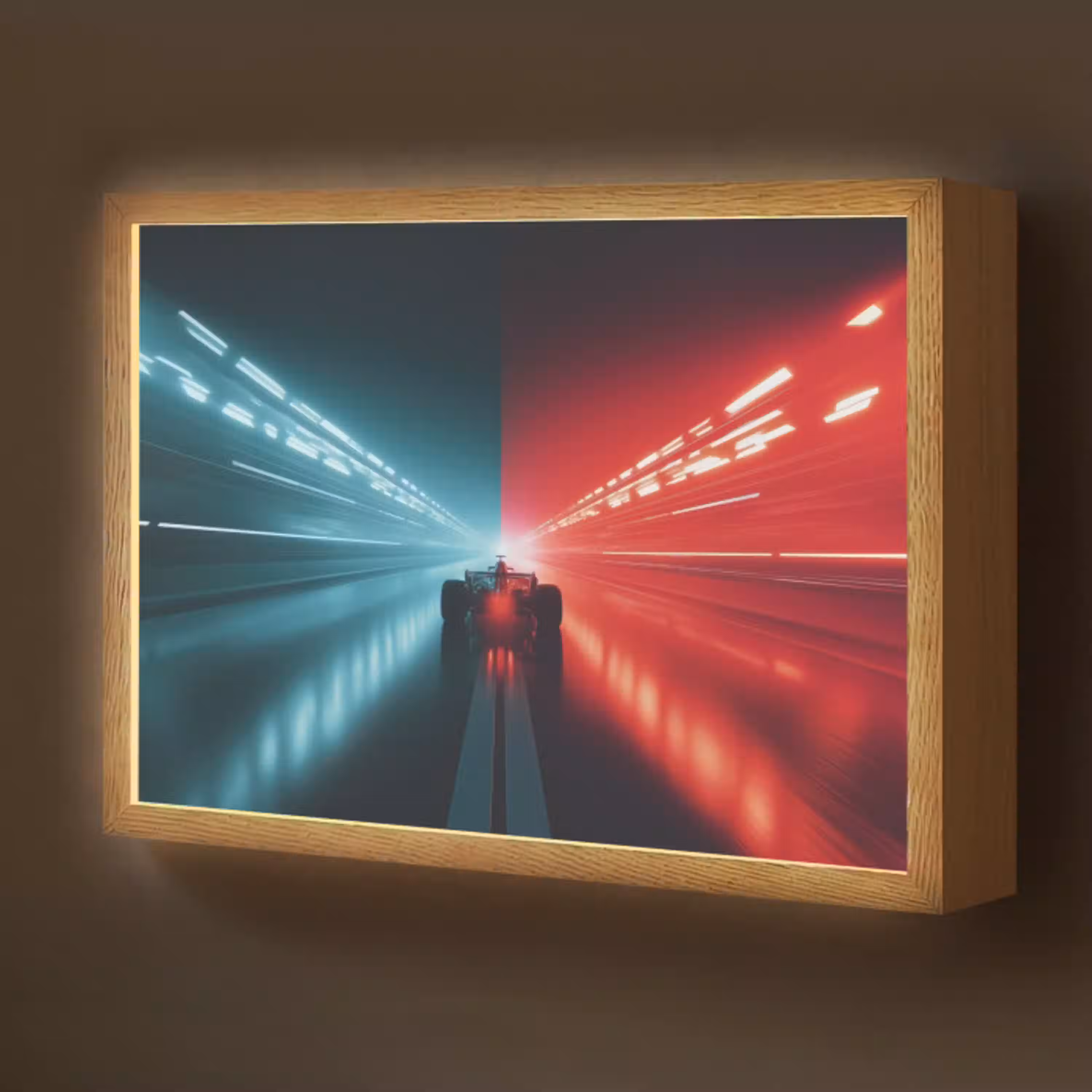 Raceauto - Rood - Blauw - Snelheid Light Box met batterij (Wandlamp kind) middel -z3d_website
