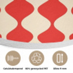 Golvend patroon - Retro - Rood - Beige Akoestische PET Vilt - Rond klein 838 -closeup_NL