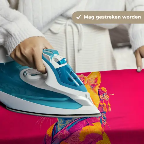 Kat - Kimono - Bloemen - Roze Wandkleed katoen klein -sfeer9