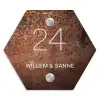 Verweerd metaal - Klassiek Naambord Hexagon klein -3d