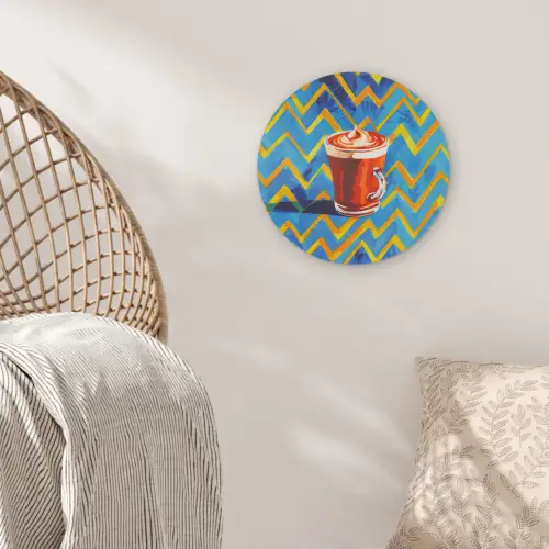 Mok - Koffie - Zigzag - Slagroom Wandcirkel plexiglas klein -sfeer5