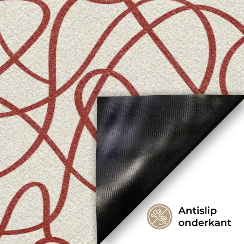 Lijnen - Abstract - Rood - Beige Deurmat klein 898 -antislip_NL
