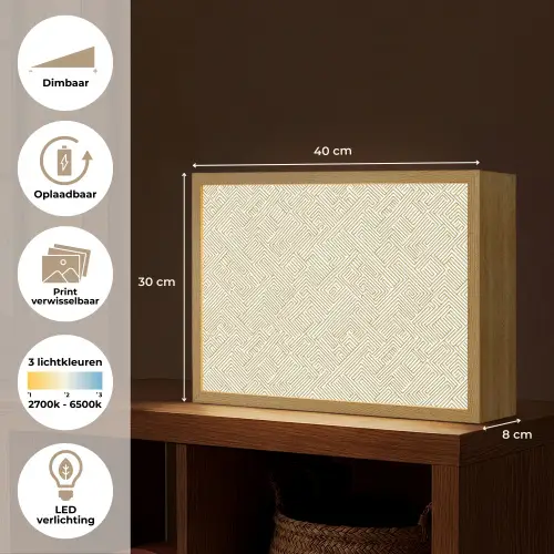 Geometrisch - Lijnen - Groen Light Box met batterij (Wandlamp) middel 907 -USP_websiteoverzichtNL