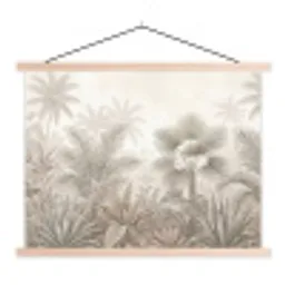 Jungle - Tropisch - Natuur -Vintage - Beige textielposter latten blank klein -3d