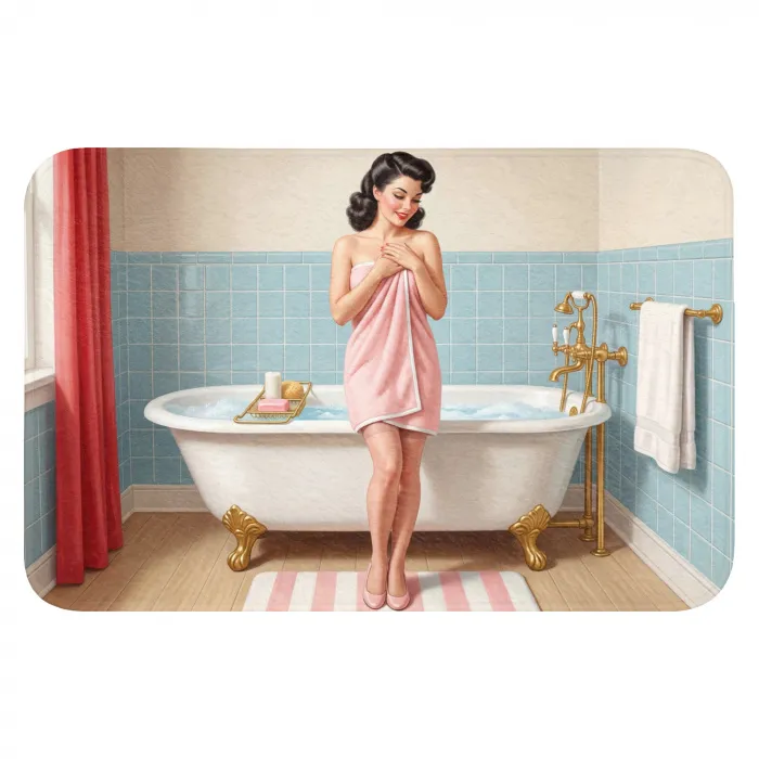 Badkamer - Vrouw - Roze Badmat klein -3d