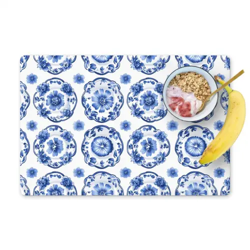Sierborden - Bloemen - Blauw Placemat vinyl groot 368 -zzzproduct_Kitchenyeah-website