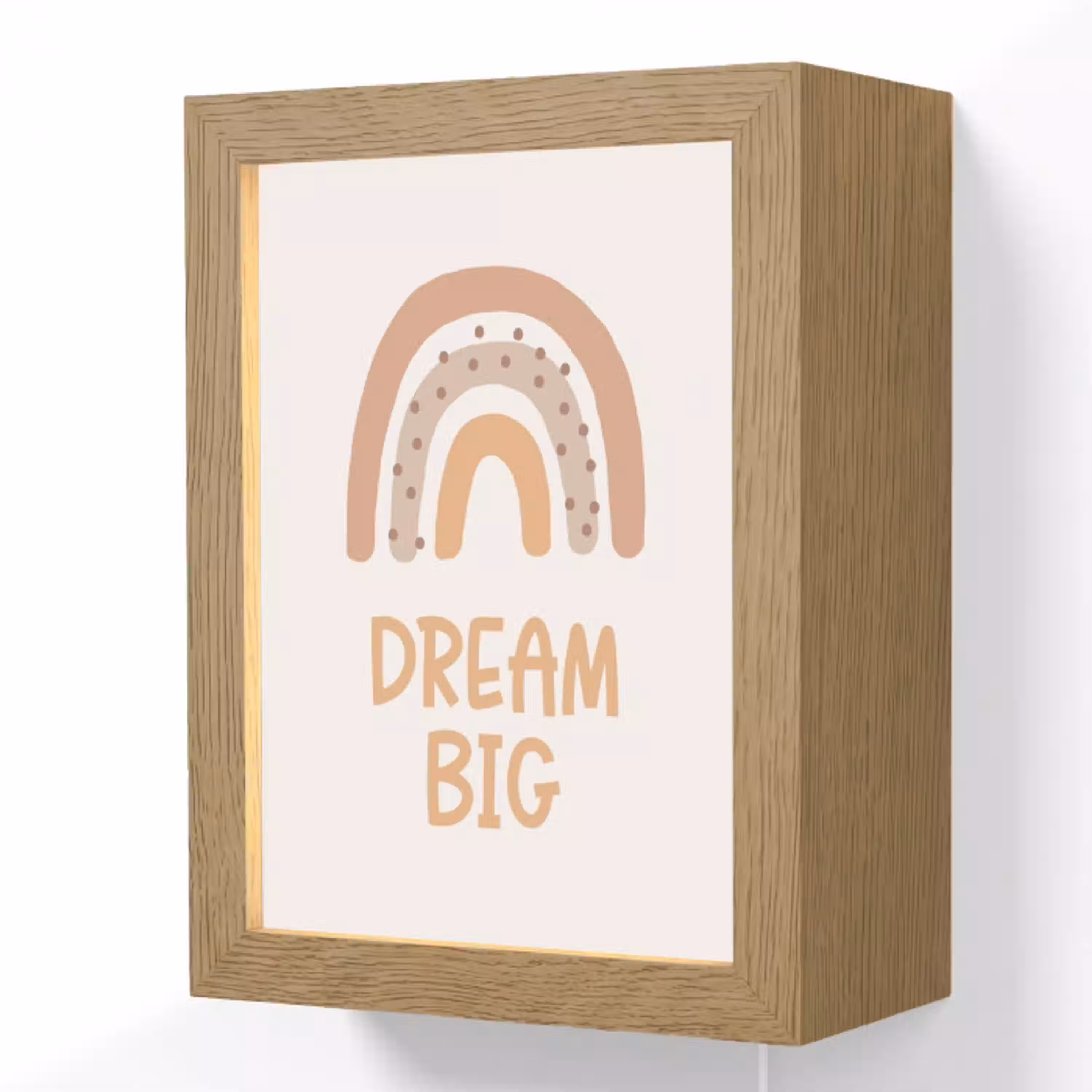 Kinderen - Regenboog - Pastel - Quote - Dream Big Light Box met kabel (Wandlamp kind) klein -3d