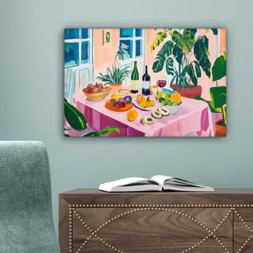 Tafel - Wijn - Fruit canvas 2cm klein -sfeer4