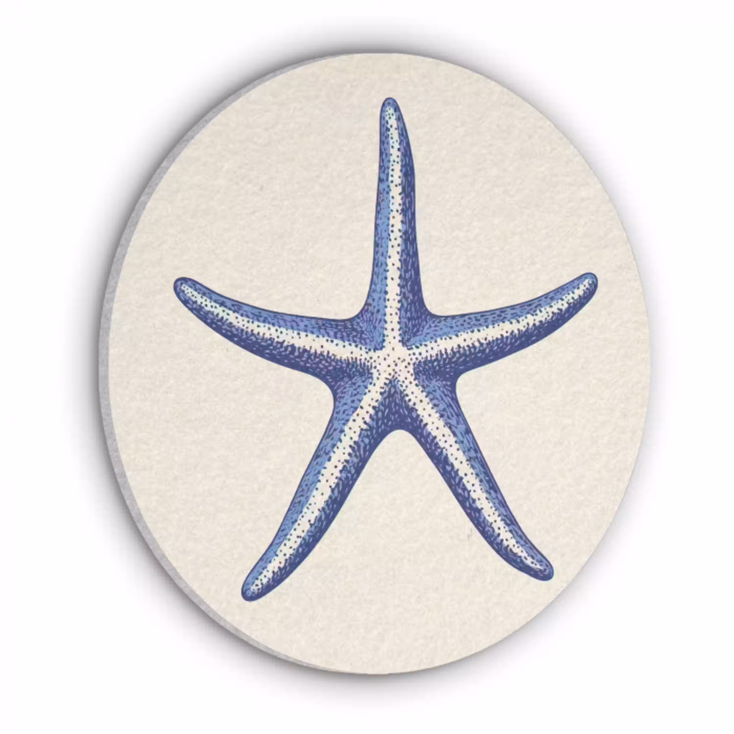 Blauwe zeester - Minimalistisch - Beige Akoestische PET Vilt - Rond klein -3d