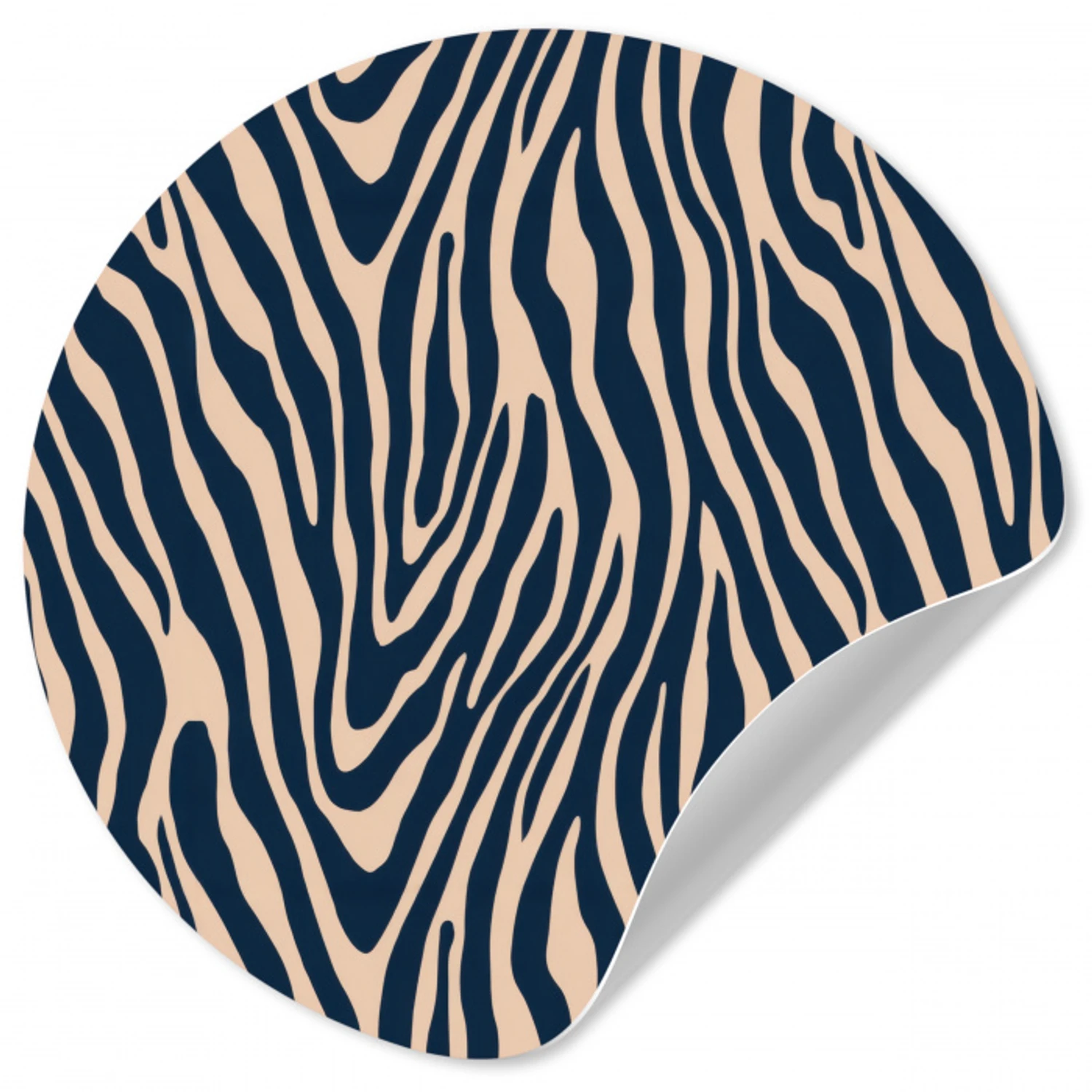 Zebra - Patroon - Blauw - Beige Wandcirkel behangsticker klein 186 -3d