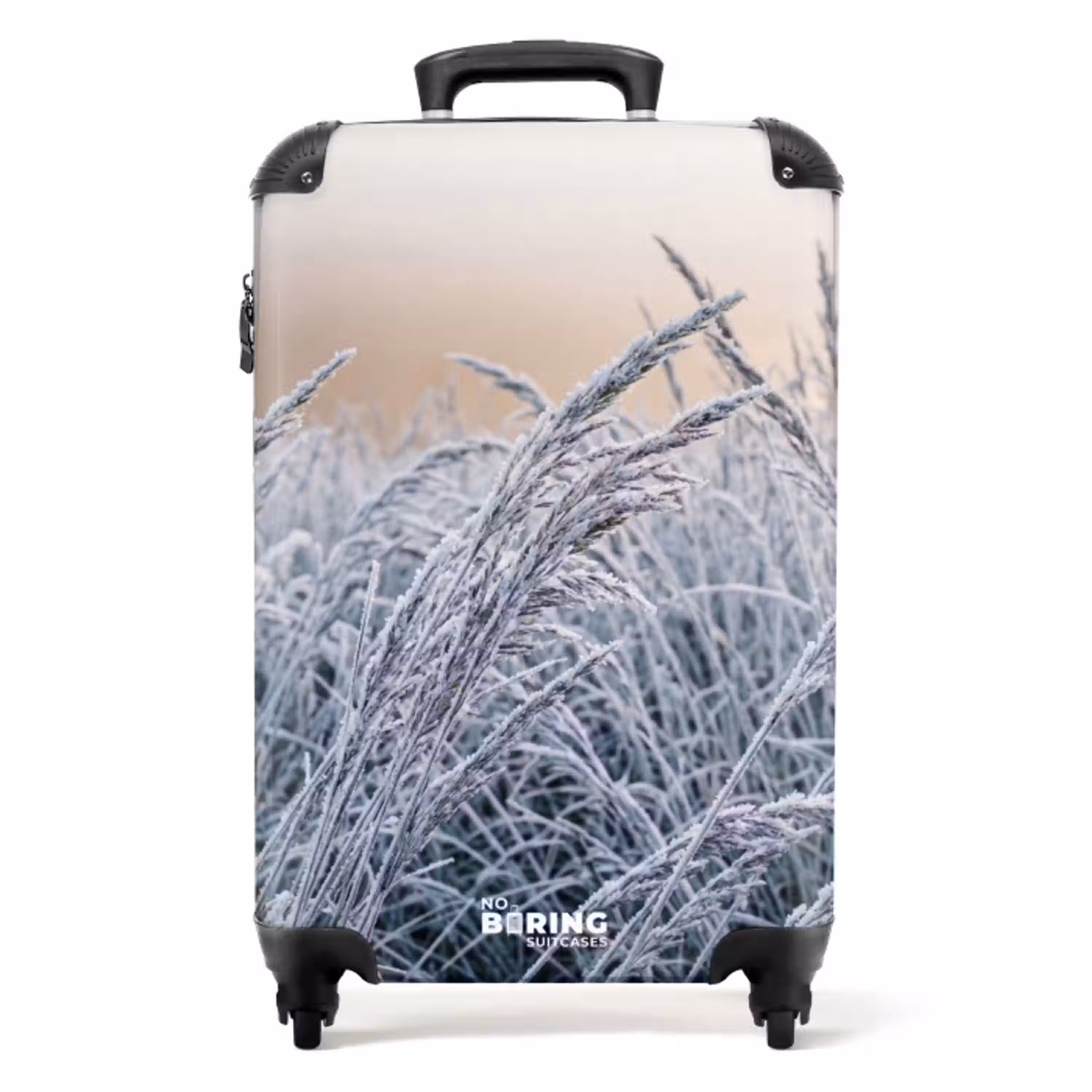 Rijp - Gras - Kristallen - Winter - Minimalistisch NBS - Handbagage koffer - Volwassenen Unisex middel -productfoto_recht