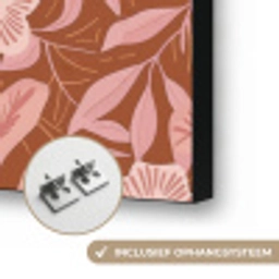Patroon - Bladeren - Terracotta Textielframe zwart klein 947 -USP_ophangsysteemNL