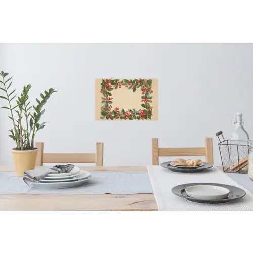 Hulstrand - Bessen - Beige Muursticker klein -eettafel