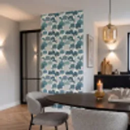 Modern - Bomen - Bos - Patroon - Blauw Behang Vinyl klein 1060 -sfeer3