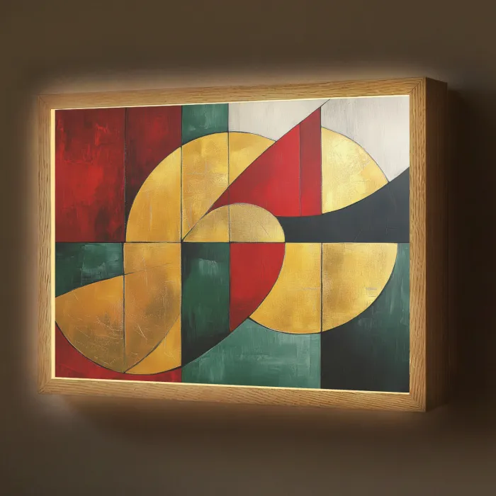 Abstract - Kerst - Goud - Rood - Groen Light Box met batterij (Wandlamp) middel -z3d_website
