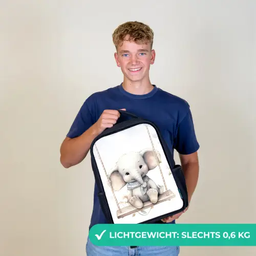 Olifant - Dier - Kinderen Rugzak - Zwart middel -sfeer7_NL