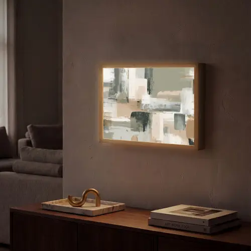 Penseelstreken - Abstract - Aardetinten Light Box met batterij (Wandlamp) middel -sfeer1